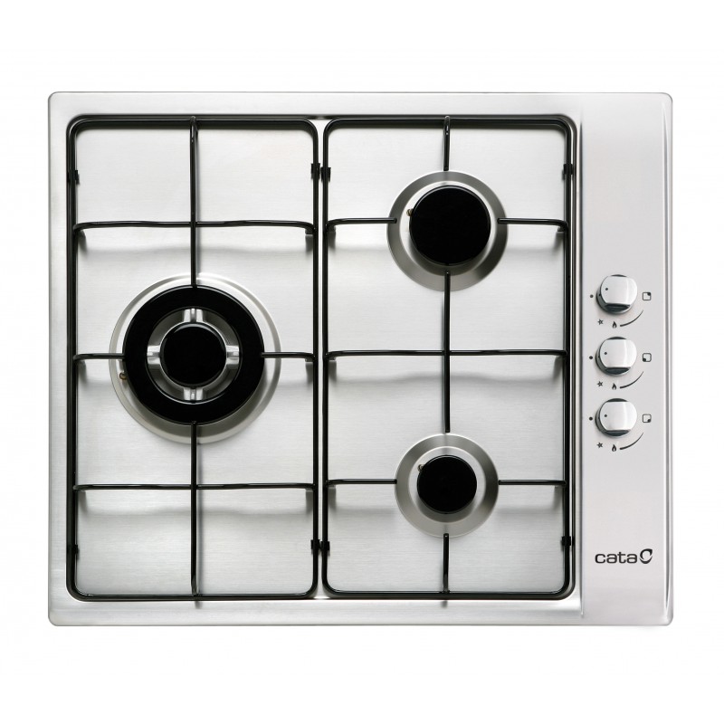 encimera cata gi 6021 x gas inox 3 fuegos 58 cm