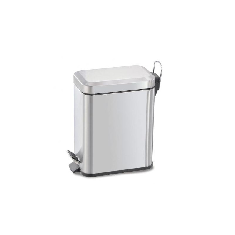 cubo de basura baño con pedal 5l rectangular acero inox habitex